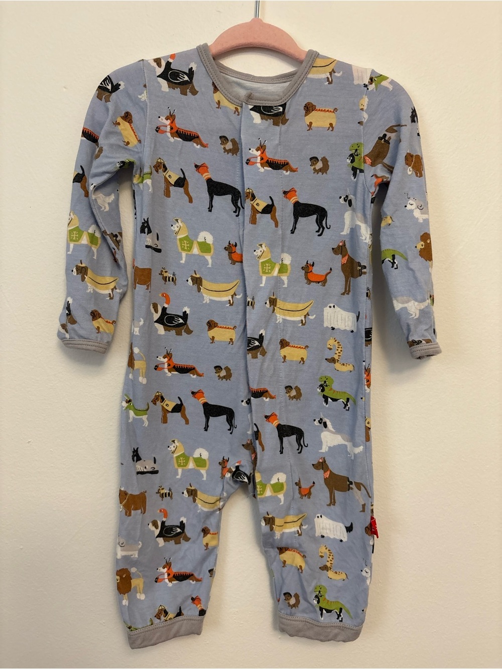 Magnetic Me Light Blue Dog Halloween Print Footless One-Piece